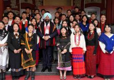 Governor with students on the occasion of Nagaland and Assam State Foundation Day.;?>