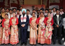 Governor with students on the occasion of Nagaland and Assam State Foundation Day.;?>