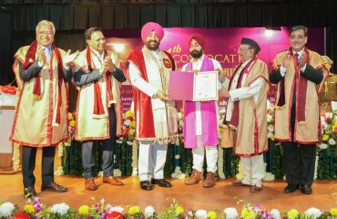 Governor presenting medals and degrees to students on the occasion of the 4th convocation of Quantum University, Roorkee, Haridwar.