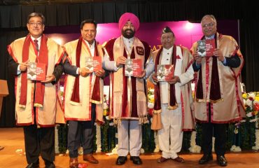 Governor releasing the book 'Samay Ki Keemat Akhbar Se Poochho' on the occasion of the 4th convocation of Quantum University, Roorkee, Haridwar.