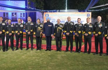 Governor with Naval officers in a program organized on Navy Day at the National Hydrographic Office located at Rajpur Road.