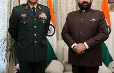 GOC Uttarakhand Sub Area, Dehradun Major General R. Prem Raj paying a courtesy call on the Governor.