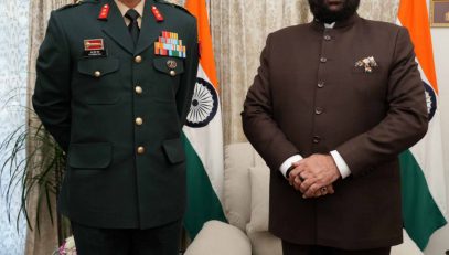 GOC Uttarakhand Sub Area, Dehradun Major General R. Prem Raj paying a courtesy call on the Governor.