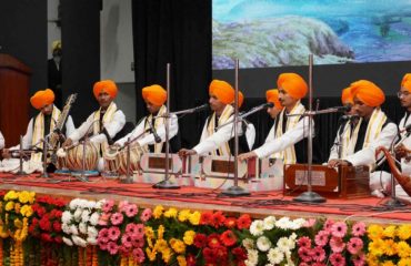 Students of Gurmat Sangeet Vidyalaya, Rishikesh giving a musical performance titled 