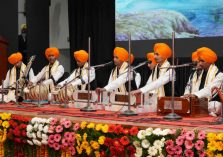 Students of Gurmat Sangeet Vidyalaya, Rishikesh giving a musical performance titled 