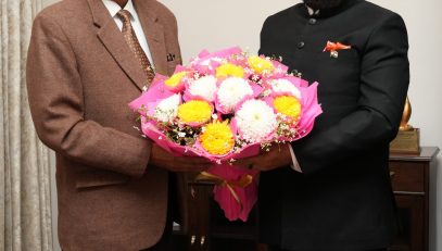 State Election Commissioner Shri Sushil Kumar paying a courtesy call on the Governor.