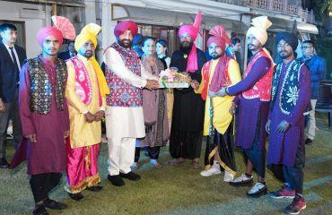 Governor with artists on the occasion of Lohri festival program at Raj Bhawan.
