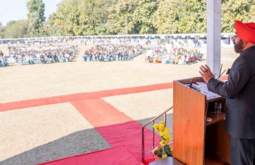 Governor addressing the programme organised by Uttarakhand Sub Area on Armed Forces Veterans Day.