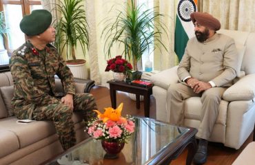 Secretary of the Central Sainik Welfare Board, Brigadier Digvijay Singh Basera, paying a courtesy call on the Governor.