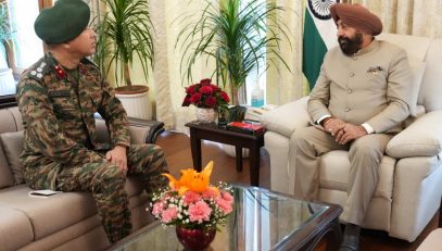 Secretary of the Central Sainik Welfare Board, Brigadier Digvijay Singh Basera, paying a courtesy call on the Governor.