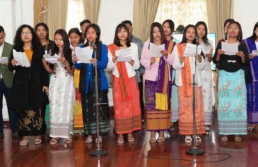 Students presenting cultural program on the occasion of Foundation Day of Meghalaya, Manipur and Tripura at Raj Bhawan.