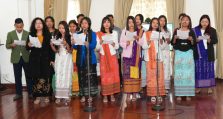 Students presenting cultural program on the occasion of Foundation Day of Meghalaya, Manipur and Tripura at Raj Bhawan.;?>