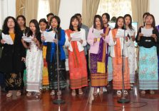 Students presenting cultural program on the occasion of Foundation Day of Meghalaya, Manipur and Tripura at Raj Bhawan.;?>