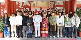 Governor and First Lady Smt. Gurmeet Kaur with students on the occasion of Foundation Day of Meghalaya, Manipur and Tripura at Raj Bhawan.