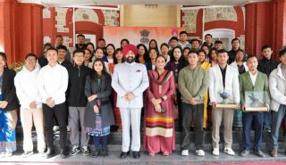 Governor and First Lady Smt. Gurmeet Kaur with students on the occasion of Foundation Day of Meghalaya, Manipur and Tripura at Raj Bhawan.