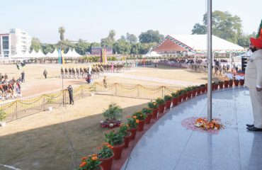 Governor taking salute of the parade after hoisting the national flag at Parade Ground on the occasion of 75th anniversary of Republic Day.