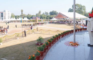 Governor taking salute of the parade after hoisting the national flag at Parade Ground on the occasion of 75th anniversary of Republic Day.