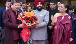 C M Shri Pushkar Singh Dhami meeting the Governor on the occasion of a ‘Hi-Tea’ program organized at the Raj Bhawan.