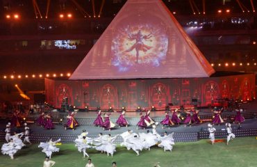 Artists giving a captivating presentation of cultural program on the occasion of the inauguration of the 38th National Games.