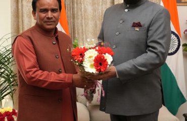 Health and Higher Education Minister Dr. Dhan Singh Rawat paying a courtesy call on the Governor.