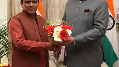 Health and Higher Education Minister Dr. Dhan Singh Rawat paying a courtesy call on the Governor.