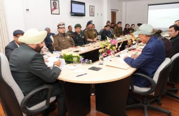 Governor holding a meeting with officials regarding 'Vasantotsav' at Raj Bhavan.