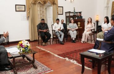 Governor interacting with students and faculty members of St. Petersburg State University of Veterinary Medicine, Russia.