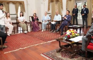 Governor interacting with students and faculty members of St. Petersburg State University of Veterinary Medicine, Russia.