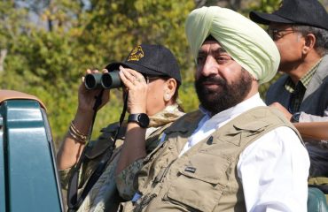 Governor viewing wildlife during his visit to Rajaji Tiger Reserve.