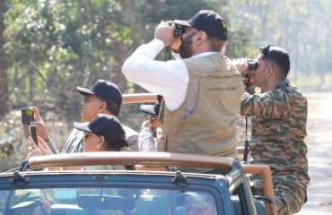 Governor viewing wildlife during his visit to Rajaji Tiger Reserve.