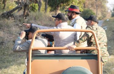 Governor viewing wildlife during his visit to Rajaji Tiger Reserve.