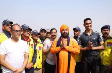 Governor taking a dip at the holy divine Triveni Sangam at Mahakumbh 2025.