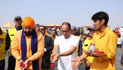 Governor taking a dip at the holy divine Triveni Sangam at Mahakumbh 2025.