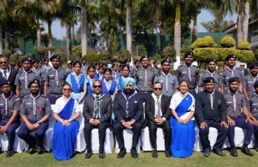 Governor with Bharat Scouts and Guides participants at Raj Bhawan.