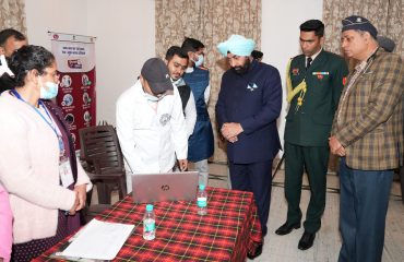 Governor inspecting and being apprised at the TB screening camp organized at Raj Bhawan under the “100-day TB eradication campaign”.