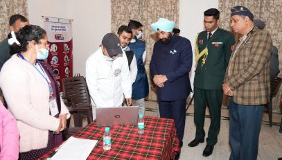 Governor inspecting and being apprised at the TB screening camp organized at Raj Bhawan under the “100-day TB eradication campaign”.