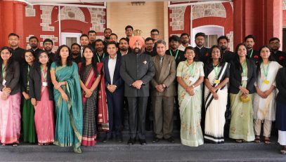 ⁠Governor with the trainee officers of Indian Telecommunication Service at Raj Bhawan.