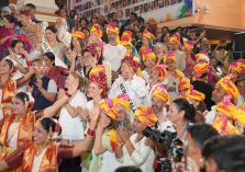 Yoga practitioners and dignitaries present on the occasion of the closing ceremony of 'International Yoga Festival-2025' organized at Parmarth Niketan, Rishikesh.;?>