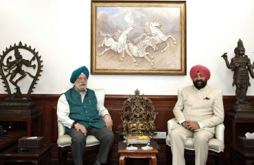 Governor meeting Union Minister Shri Hardeep Singh Puri in New Delhi.