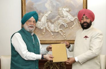 Governor meeting Union Minister Shri Hardeep Singh Puri in New Delhi.