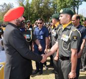 Battalion jawans meeting the Governor on the Platinum Jubilee celebrations of 14 Dogra Battalion.;?>
