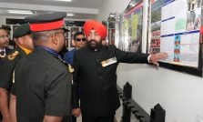 Governor being apprised by the officers of the battalion on the Platinum Jubilee celebrations of 14 Dogra Battalion.;?>