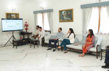 Governor formally inaugurating the 'Gargi Nari Shakti' chatbot on the auspicious occasion of Chaitra Navratri.
