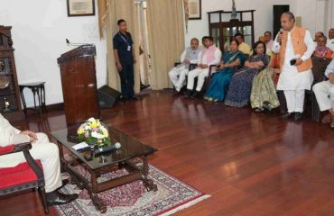 Governor interacting with officials appointed in various departments at Raj Bhawan.