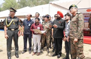 Governor testing the drone on the occasion of the program organized at Jaswant Ground, Dehradun Cantonment.