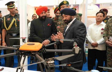 Governor testing the drone on the occasion of the program organized at Jaswant Ground, Dehradun Cantonment.