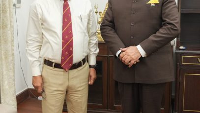 Director of Sainik Welfare Brigadier Amrit Lal (Retd.) meeting the Governor.