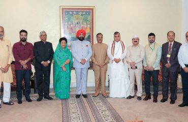 Governor with the members of the First Sub-Committee of the Parliamentary Official Language Committee of the Ministry of Home Affairs, Government of India, at Raj Bhawan.