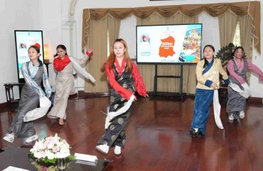 Sikkim students performing a cultural program on the occasion of Sikkim State Foundation Day at Raj Bhawan.