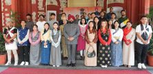 Governor with the students of Sikkim on the occasion of Sikkim State Foundation Day at Raj Bhawan.;?>
